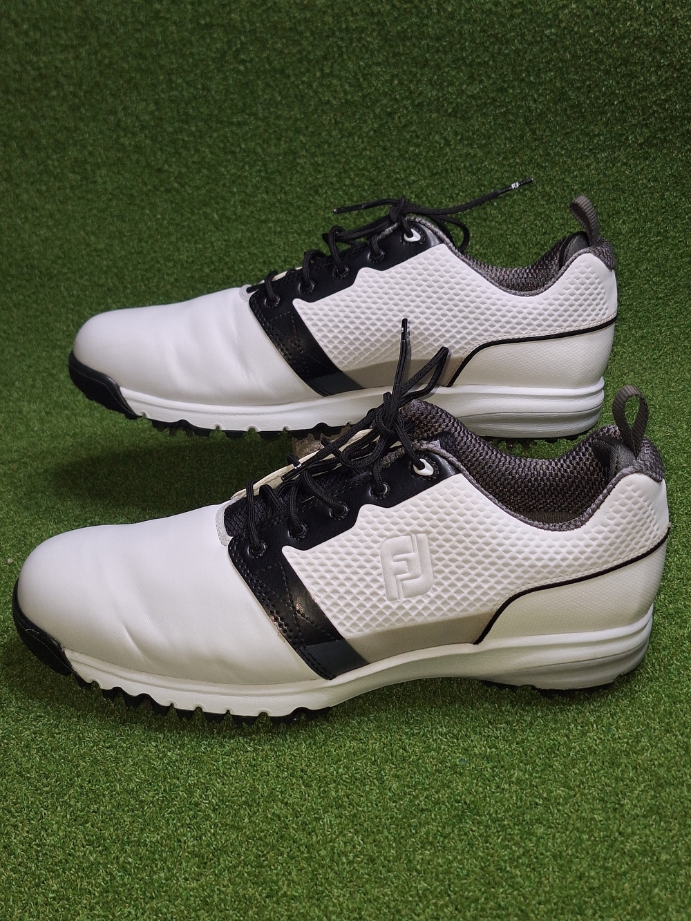 FootJoy Contour Fit Series Mens Golf Shoes White Black Size 11.5 M Spiked Soles